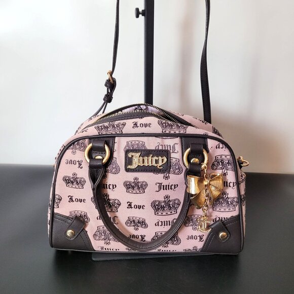 Juicy Couture Light Pink & Brown Trim Crossbody Satchel Bag - Picture 5 of 16